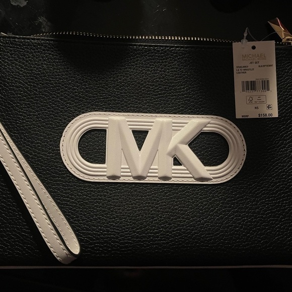 Michael Kors Handbags - Michael Kors Black and White MK Wristlet